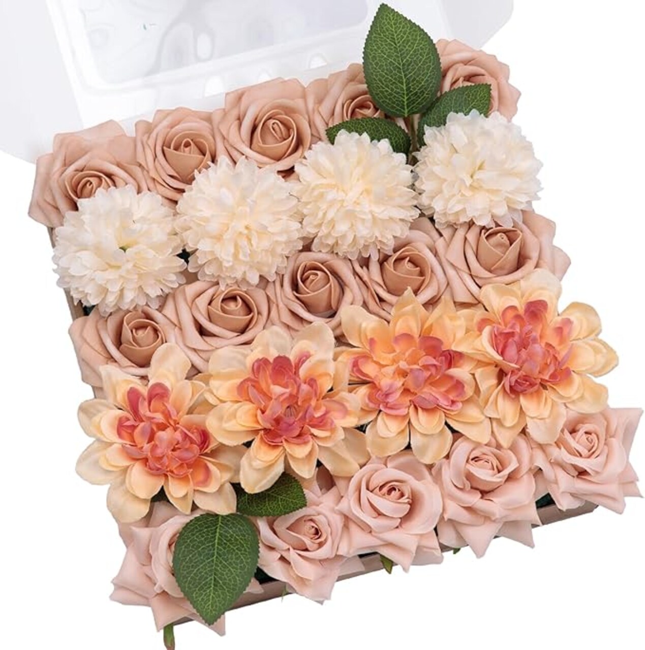 Artificial Flowers Combo Box Set, Blush Gradient Color Fake Flower Leaf with Stems for DIY Wedding Bouquets Table Centerpieces Baby Shower Home Party Floral Arrangements Decorations